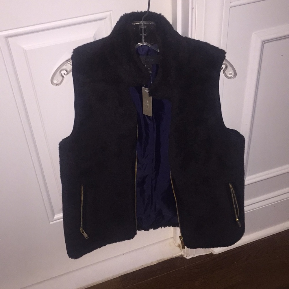 J Crew Black Fur Vest BNWT